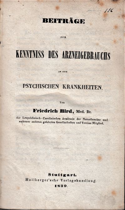Beiträge zur kenntnis des arzneigebrauchs in des psychischen Krankheiten