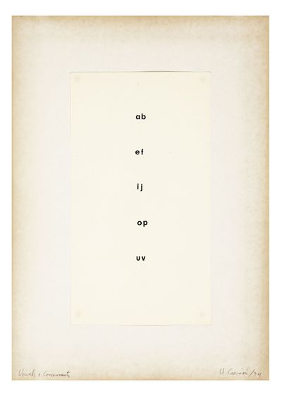 Single paper sheet (290 x 160 mm.), adhered to beige paper sheet, Letraset lettering affixed, signed...