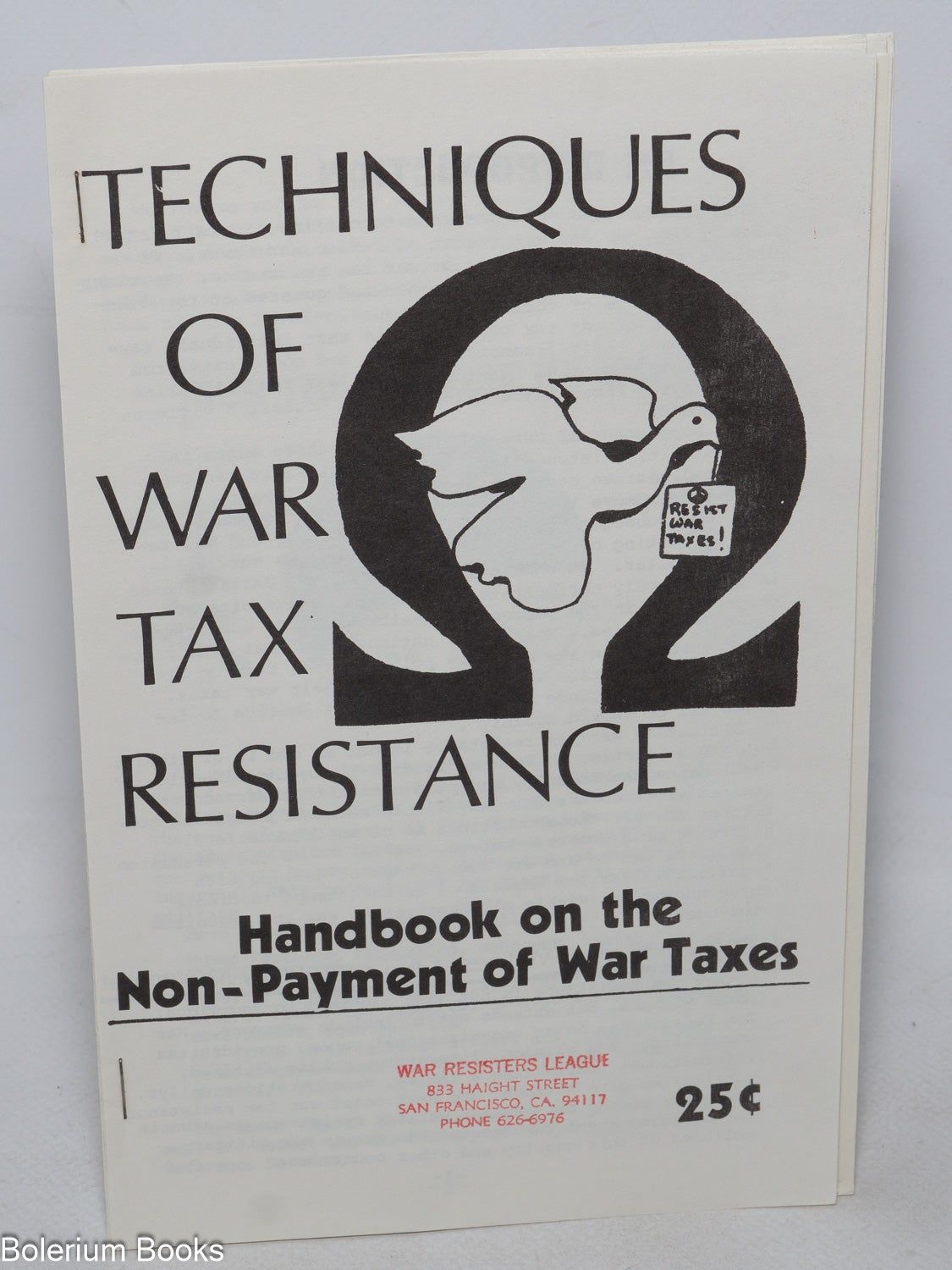 Techniques of war tax resistance: Handbook on the