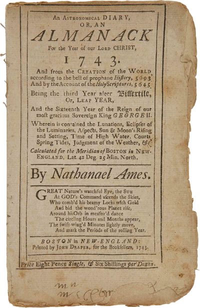 AN ASTRONOMICAL DIARY, OR, AN ALMANACK FOR THE YEAR OF OUR LORD CHRIST, 1743.