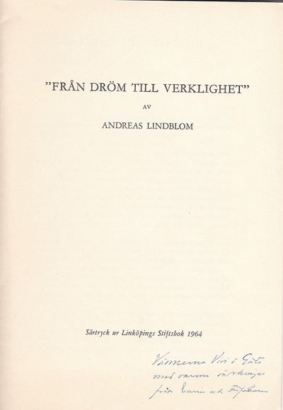 ”Från dröm till verklighet.” Särtryck ur…