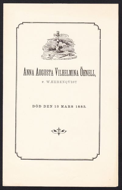 Anna Augusta Vilhelmina Öhnell, f. Wæhrenqvist.…