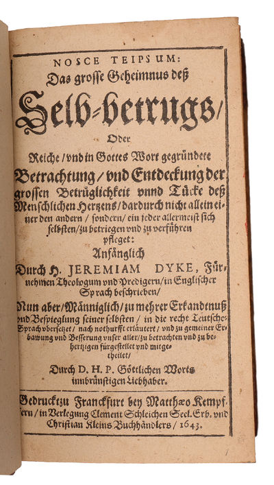 Nosce te ipsum, Das grosse Geheimnus des Selb-betrugs (...). (i.e. "The Mystery of Self-Deceiving") (photo 2)