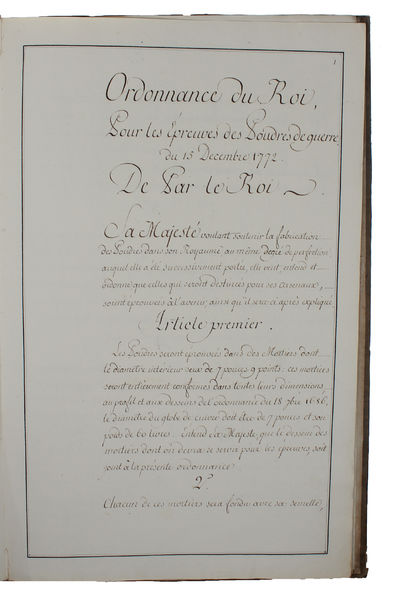 Ordonnances du Roi, toutes dateés du 15 Decembre 1772 (+) Ordonnance du Roi, pour régler le service de son corps-royal de l'artillerie, tant dans les places, qu'aux écoles de théorie & de pratique, & aux armées . Du 15 décembre 1772. (photo 2)