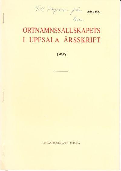 Om drakar i ortnamn. Särtryck ur…