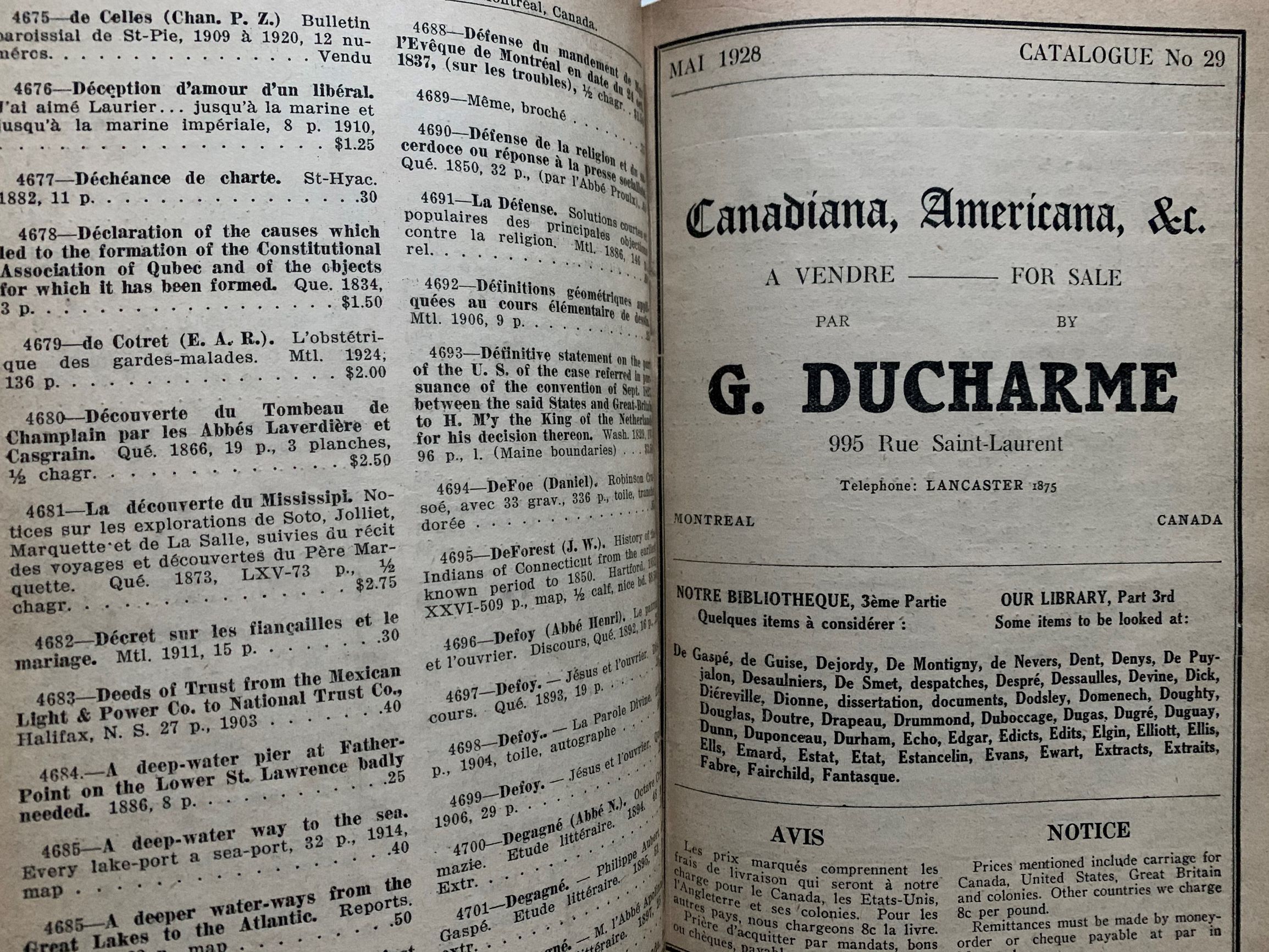 Canadiana Americana Amp C A Vendre For Sale Par By G Ducharme 995 Rue Saint Laurent Montreal Hellip By G Ducharme Hardcover N D From G F Wilkinson Books Member Ioba Sku