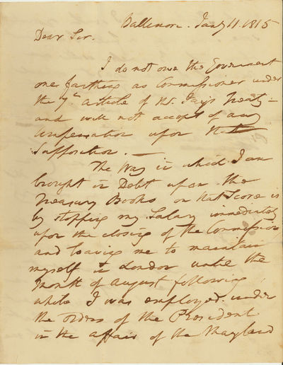 William Pinkney, Ripped Off by the Government for His Work on Jays Treaty, Declares I Do Not Owe The Government One Farthing