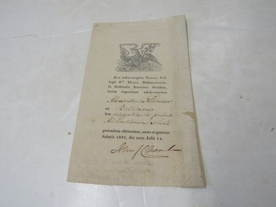 Reward of Merit given to Alexander Shriver for diligence in Arithmetic