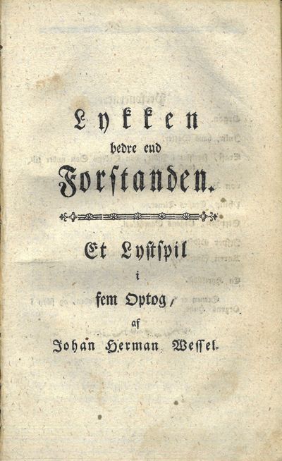 Nye Originale skuespil. Første Bind. Fortegnelse…