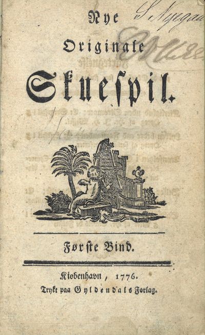 Nye Originale skuespil. Første Bind. Fortegnelse paa de Skuespil, som findes i dette Bind. (1) Kierlighed uden Strømper ; Et Sørgespil i 5 Optog af Hr. J. H. Wessel. (2) Lykken bedre end Forstanden ; Et Lystspil i 5 Optog af samme Forfatter. (3) Tronfølgen i Sidon ; En lyrsik Tragi-Comoe-die udi to Handlinger af Hr. Bredal. Andet og forbedret Opalg. (4) Belsor eller den uventede Opdagelse ; Et Syngespil i to Handlinger af Hr. Malling. (5) Salvini og Adelson ; En borgerlig Tragoedie i 5 Akter af Hr. Enevold de Falsen. (photo 3)
