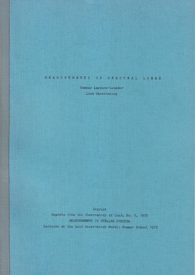 Measurements of Spectral Lines.