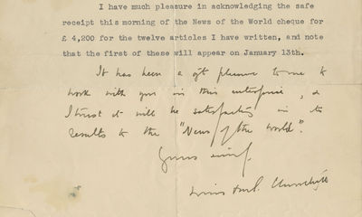 Winston Churchill Writes About His Articles for News of the World, Describing Major Episodes in His Life