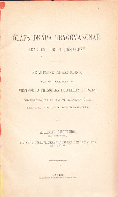 Óláfs drápa Tryggvasonar. Fragment ur…
