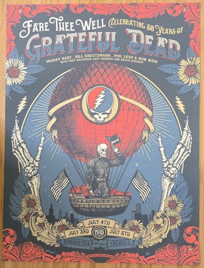 Grateful Dead - 2015 - Fare Thee Well - Tour Poster - Chicago. IL - Soldier Field, July 3-5. 2015