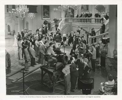 Saboteur (Original photograph of Alfred Hitchcock, Priscilla Lane, and Robert Cummings on the set of the 1942 film)