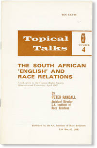 image of The South African 'English' and Race Relations. A talk given to the Human Rights Society, Witwatersrand University, April 1967
