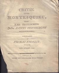 Critik öfver Montesquieu. Diss., praes. A. Hernbergh.