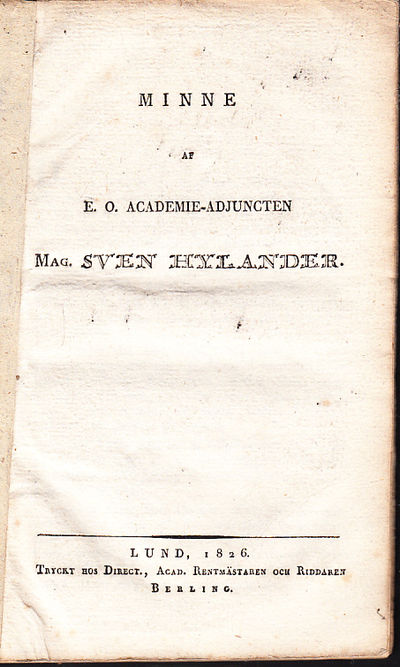 Minne af e.o. academie-adjuncten mag. Sven…