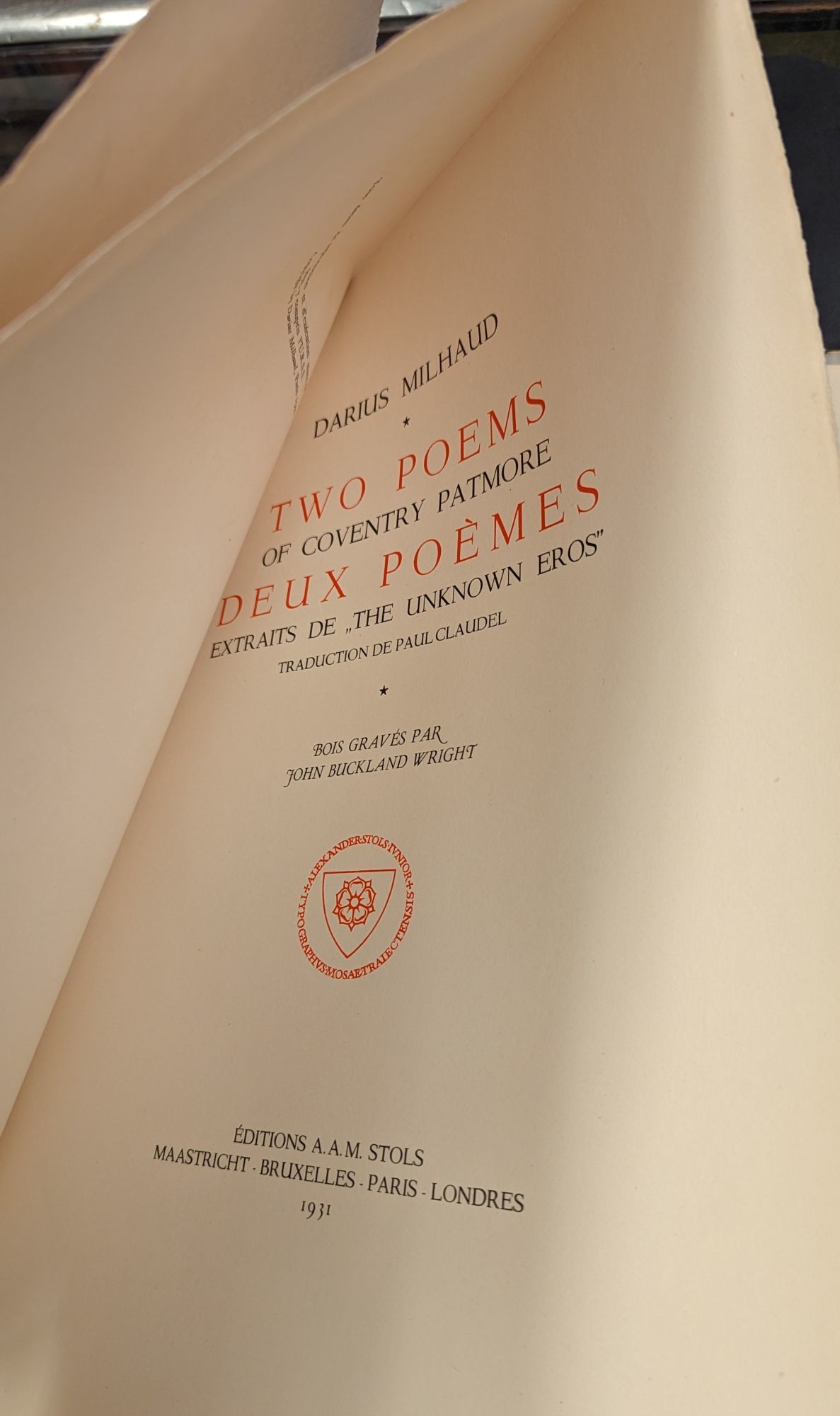 Two Poems BIBLIO | Two Poems / Deux Poemes of Coventry Patmore by Darius Milhaud ...