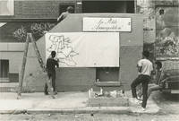 Two original photographs of graffiti artist A-One in New York, 1982