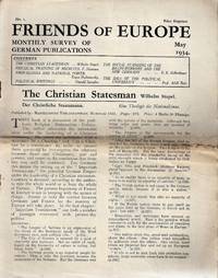 FRIENDS OF EUROPE /MONTHLY SURVEY OF GERMAN PUBLICATIONS/ NRS. 1, 26, 54, 55, 61, 62, 63, 64,...