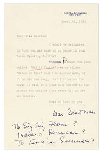 Typed Note, signed. 1pp, to "Miss Mendham", dated March 30, 1938