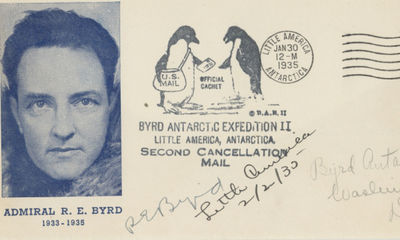 Byrd Antarctic Expedition II Cover Signed by Byrd Below His Photograph