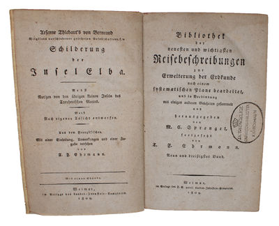 Schilderung der Insel Elba. Nebst Notizen von den übrigen kleinen Inseln des Tyrrhenischen Meeres. Meist nach eigener Ansicht entworfen. Aus dem Französischen. Mit einerEinleitung, Anmerkungen und einer Zugabe versehen von T.F. Ehrmann. (photo 2)