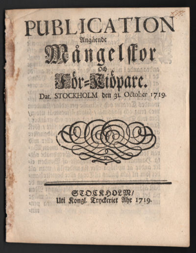PUBLICATION ANGÅENDE MÅNGLERSKOR OCH FÖR-KIÖPARE.