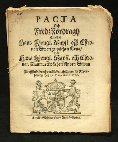 Pacta och fredzfördragh emellan hans kong. mayst.…