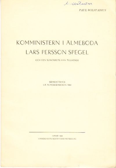 Komministern i Älmeboda Lars Persson Spegel och…