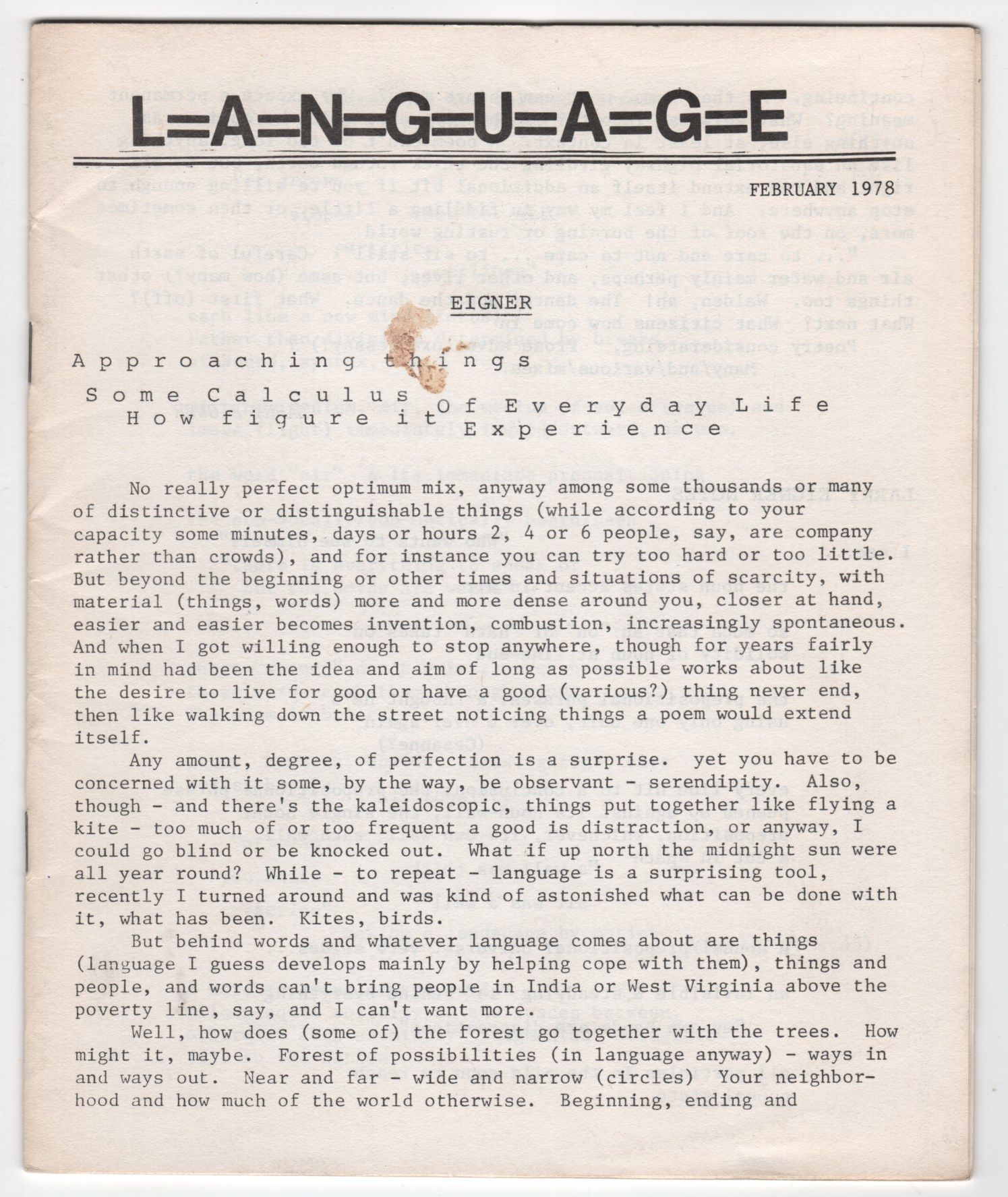 L A N G U A G E 1 Language Volume 1 Number 1 February 1978