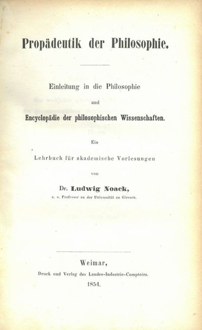 Propädeutik der Philosophie. Einleitung in die…