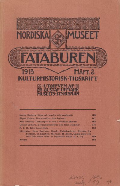 Fataburen. Kulturhistorisk tidskrift. 1915, häfte…