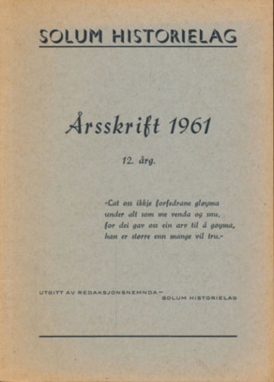 SOLUM HISTORIELAG.  Årsskrift