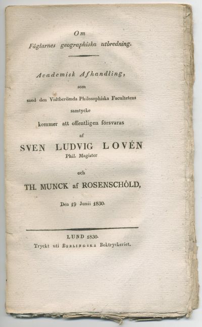 Om fåglarnes geographiska utbredning. A.a.