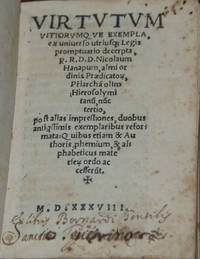 VIRTVTVM VITIORVMQVE EXEMPLA,; ex vniuersae diuinae scritpurae promptuario dersumpta by Nicolaus HANAPUS - 1538 - from Second Life Books Inc (SKU: 55084)