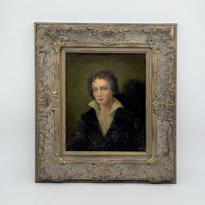Oil on board: Portrait of Percy Bysshe Shelley