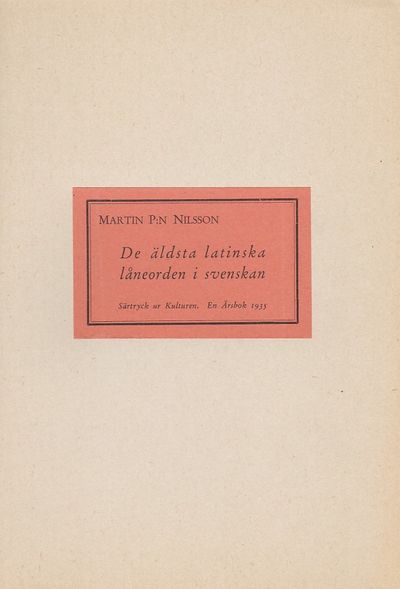 De äldsta latinska låneorden i svenskan. Särtryck…