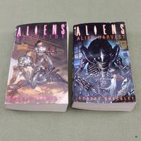 ALIENS 2 book lot set: Genocide &amp; Alien Harvest by David Bischoff & Robert Sheckley - 1992