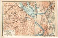 Baedeker City Plan: Map of Minneapolis & Twin City Area