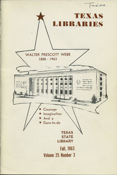 Texas Libraries. Fall 1963. Volume 25, Number 3