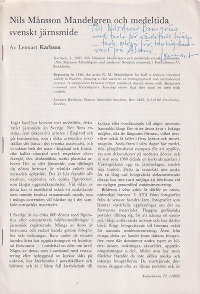 Nils Månsson Mandelgren och medeltida svenskt…