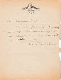 Autograph letter signed (Mary Heaton Vorse) to Seymour Halpern in response to Halpern's query...