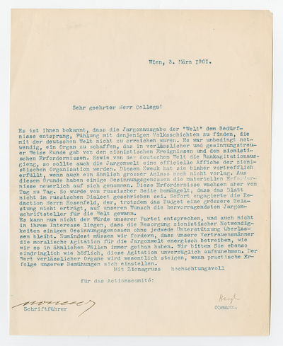 Theodor Herzl Supports Yiddish Version of His Zionist Newspaper Die Welt
