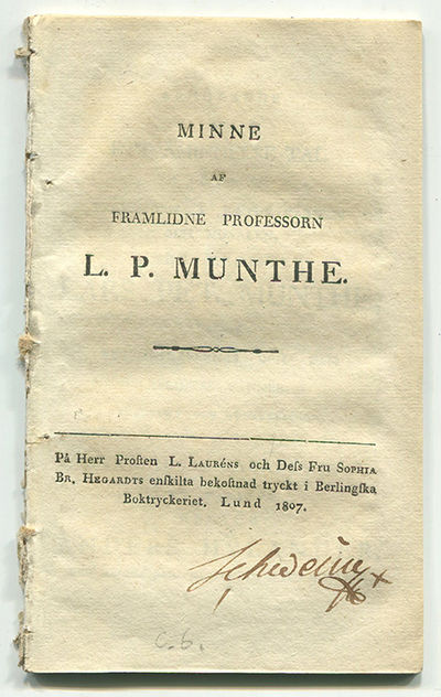 Minne af framlidne professorn L. P. Munthe. På…