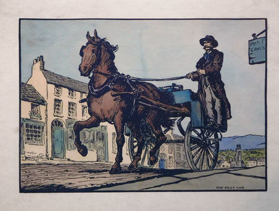 The Post Car ( Handcoloured Print )