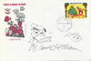 Signed Original Cartoon Sketches by Hank Ketcham of his most popular character, Dennis The Menace and also of Donald Duck on large First Day Cover, Nov. 26, 1984