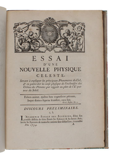 Essai d'une nouvelle Physique celeste. Servant à expliquer les principaux Phenomenes du Ciel, & en particulier la cause physique de l'inclinaison des Orbites des Planetes par rapport au plan de l'Equateur du Soleil. Qui a partagé le Prix doub... (photo 4)