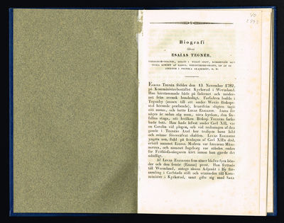Biografi öfver Esaïas Tegnér.